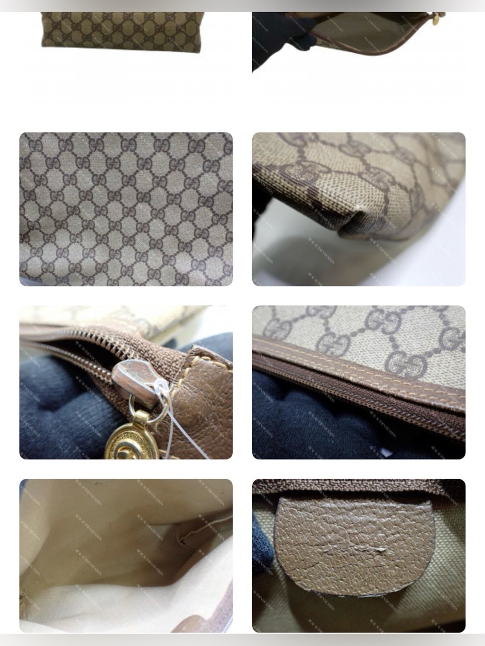 Gucci Beige Monogram Canvas pouch with Brown Trim - Picture 8 of 8